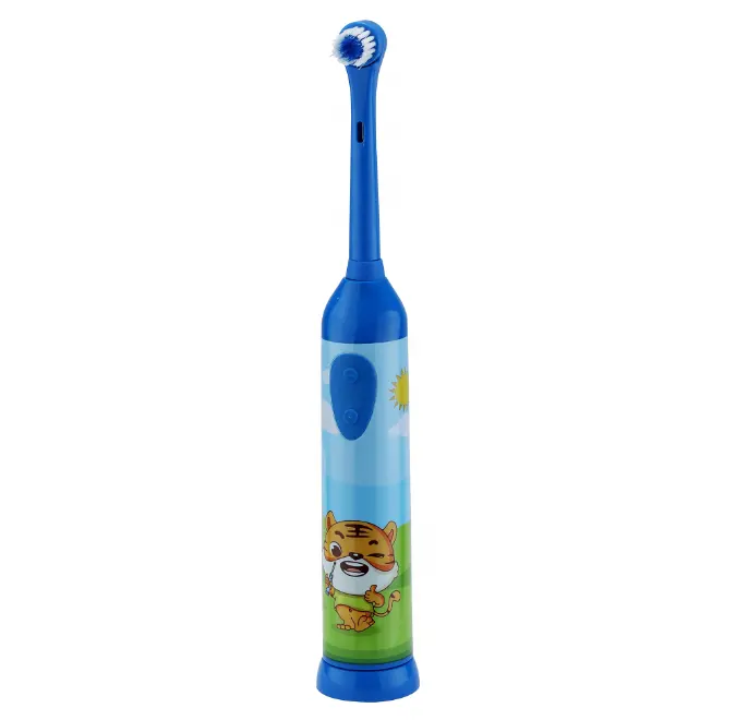 Alkaline AAA Battery Powered Cartoon Decorated IPX7 Level Rotary head Kids Electric Tooth Brush