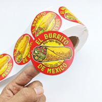 Étiquettes personnalisées écologiques compostables, résistantes à l'huile et à l'eau, en vinyle brillant, pour emballages de restauration rapide