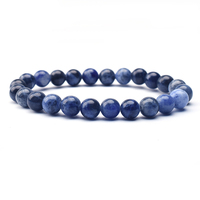 Bracelet de perles en pierre naturelle Lapis Lazuli de 8mm pour homme, mode tendance, énergie élastique pour cadeau, anniversaire de mariage