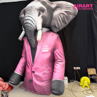 Figurine gonflable personnalisée en forme d'éléphant rose pour la promotion d'événements de marque, éléphant gonflable en costume de ballon pour accessoires de scène