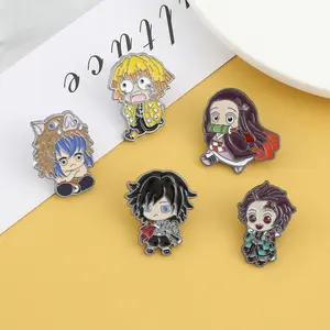 Cool Cartoon Demon Slayer Anime Pin Dress Clothing Accessories Decoration Metal Pins Wholesale Party Gift Enamel Brooch Ornament