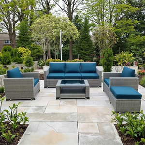 طقم أثاث حدائق خارجي جاهز للشحن مكون من 7 قطع من الراتان الصناعي يشمل أريكة وكراسي - Product Image 3