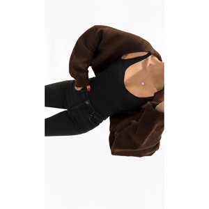 Boléro en tricot marron café pour femme, manches raglan, tailles standard S M L XL, adapté à toutes les saisons - Product Image 5