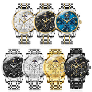 Reloj de Pulsera OLEVS 3655 OEM de Lujo con Logotipo Personalizado, Deportivo, Luminoso, para Hombre, con Fase Lunar Dorada, de Acero Inoxidable, Clásico, de Cuarzo - Product Image 5