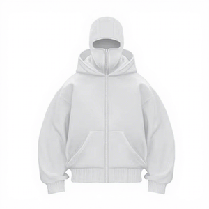 Sudadera Unisex Extra Grande con Capucha y Cierre de Cremallera, Diseño de Bolsillo en Color Sólido, Ropa Casual de Invierno, Corte Regular, Tejido de Punto, Manga Larga - Product Image 4