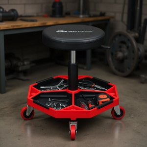 Taburete Rodante GOTPLUS con Bandeja de Almacenamiento para Herramientas, Altura Ajustable, Capacidad de 330 Libras, Asiento para Taller Industrial - Product Image 2