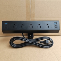 Multiprise de table blanche avec protection contre les surtensions, 5 prises, 2 ports USB-A, 1 port USB-C 40W à charge rapide, installation facile