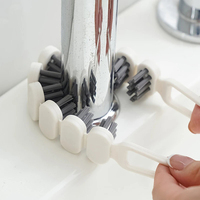 Brosse de nettoyage polyvalente Brosse à récurer pour salle de bain Douche et évier Brosse à récurer pour cuisine à poils rigides flexibles Brosse à récurer pour coulis