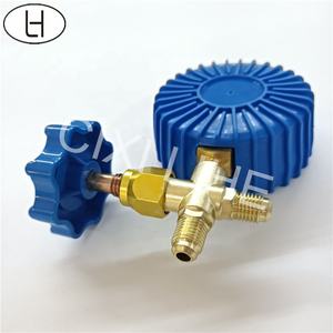 เกจวัดความดันพร้อมวาล์วท่อร่วม R32 R410A R22เครื่องทำความเย็นทองเหลือง R134a เดียว HVAC - Product Image 4