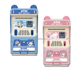 Juguetes de la suerte, hucha de cajero automático de plástico de dibujos animados para niños, simulación de contraseña, reconocimiento facial, billete de banco, comprobación de música, puerta automática - Product Image 1