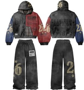 Unisex Hooded <b>Zip</b>-<b>Up</b> <b>Jacket</b> Full Sleeve Print Streetwear Autumn Adult Limited Edition Reversible Split Hem Full Tracksuit Set - Product Image 5