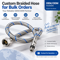 Tuyau flexible en acier inoxydable 304 tressé 3/8F M10 OD12mm, connecteur de robinet flexible, tube intérieur EPDM, tuyau de plomberie OEM