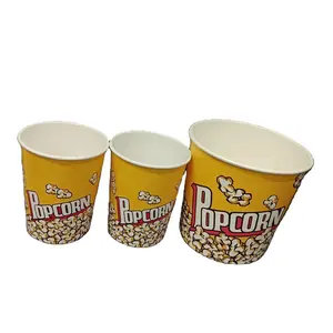 Ember ayam kertas sekali pakai ember bongkah Popcorn dengan tutup grosir