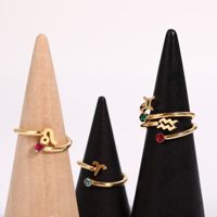 Meistverkaufter Anpassbarer Sternzeichen-Schmuck Edelstahl Sternzeichen-Runen Kubisches Zirkonia Geburtsstein Wasserdichter Verstellbarer Ring