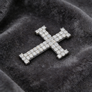 CUSTOM SILVER 10K/14K/18K GOLD PLATED LAB GROWN CVD DIAMOND CLASSIC ENGAGEMENT GIFT SWEATER <b>CHAIN</b> NECKLACE <b>CROSS</b> PENDANT VS - Product Image 3