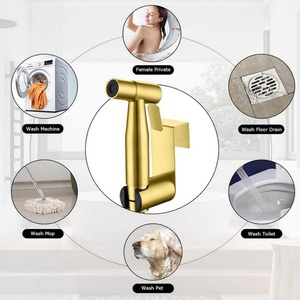 Kit de pulvérisateur de bidet en acier inoxydable doré pour toilettes, pulvérisateur à main avec crochet, tuyau, robinet en T, mini kit de pulvérisateur de robinet de toilettes - Product Image 6