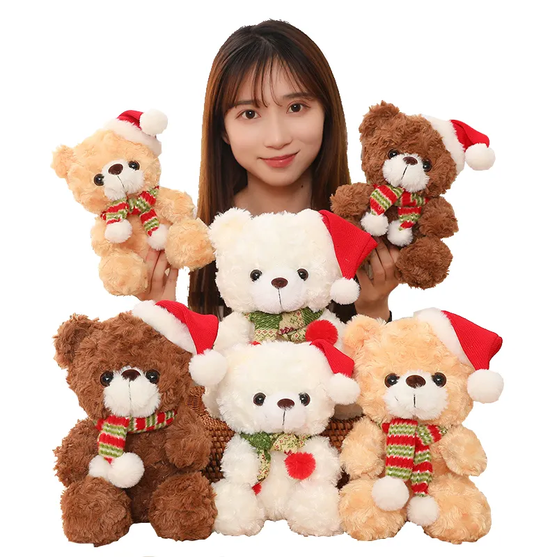 Custom Cute Small 30 Cm Soft Plush Santa Costume Plush Bear Toy For Boy And Girl Christmas Gifts Christmas Polar Teddy Bear