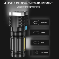 Lampe de poche LED rechargeable par USB, affichage de la puissance, 4 modes, compacte, portable, pour le camping en plein air, lampe de poche d'urgence