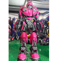 Costume de mascotte géant Happy Sky LED Clown Robot Stilt Walker pour adultes unisexe, idéal pour les fêtes d'Halloween et les événements de cosplay