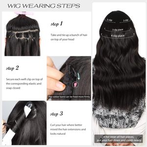 Extensions de cheveux synthétiques à clipser, 4 pièces, mèches longues ondulées blondes mélangées brun <span class=keywords><strong>miel</strong></span> doux pour femmes - Product Image 6