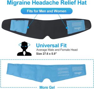 Chapeau de soulagement des migraines Pakcare, bonnet pour maux de tête, couverture complète à 360°, gel réutilisable, bandeau pour la tête, bandeau pour la tête - Product Image 4
