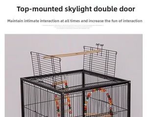 Dayanıklı ve Anti-pas 52 "x 18" x 18 "için hareketli Caster sprey kaplama ile küçük ve orta kuş için açık üst kuş kafesi Vila - Product Image 5