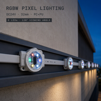 Lumières à pixels RGBW DC24V 32 mm personnalisées, étanches, pour l'éclairage de façade de bâtiment d'hôtel