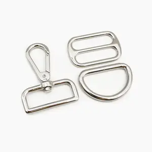 A Set 38MM Swivel Clasp Plated Polished Silver Snap Hook D Ring Slide Buckles Connector For Bag Purse Strap Accessories