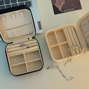 Wholesale New High-end Jewelry <b>Boxes</b> Leather Polyester <b>Mini</b> Travel Rings and Accessory <b>Storage</b> <b>Boxes</b> for Earrings Necklaces - Product Image 4