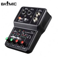 Mini console de mixage audio 2 canaux USB Enregistrement sonore USB Console de mixage audio 48V Alimentation fantôme Console de mixage audio