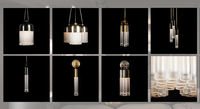 Lámpara Colgante LED de 3 Brazos con Pantallas Acrílicas Blancas y Borlas, Decoración de Arte en Vidrio y Latón XZ, Lámpara de Araña para Isla de Cocina