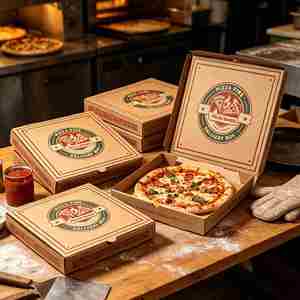 Cajas de Pizza Corrugadas Kraft con Logotipo Personalizado, Cajas de Papel Desechables para Llevar en Varios Tamaños para Empaque de Alimentos de Pizzería al por Mayor - Product Image 4