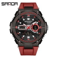 Montres-bracelets pour hommes Sanda 3123, montre sport numérique à quartz, double heure, LED analogique, étanche, Relogio Masculino pour hommes, Reloj