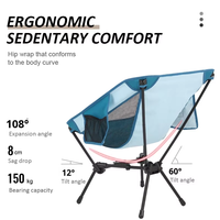 Chaise de camping Moon, pliable, ultra-légère, durable, en acier carbone et tissu Oxford, installation sans outil, sur mesure pour l'exportation