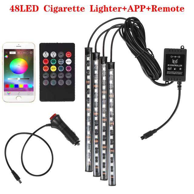 48LED Cigarette Lighter+APP+Remote