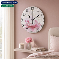 Jam Dinding Tanpa Bingkai PVC Cetak UV Definisi Tinggi Pola Seamless Gaya Art Deco Gantung 9,9 Inci Desain Kustom Yu-Bright Silent