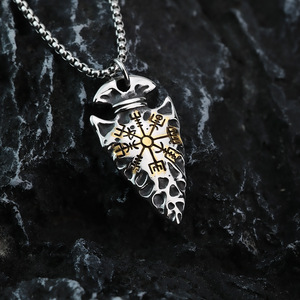 Yunnique-collar con colgante de flecha de acero inoxidable para hombre, símbolo de brújula vikinga, diseño geométrico, joyería de regalo - Product Image 2