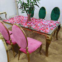 Top en verre noir avec miroir et 6 chaises en acier inoxydable, Table à manger moderne en acier inoxydable, 4 places avec pieds de serpent