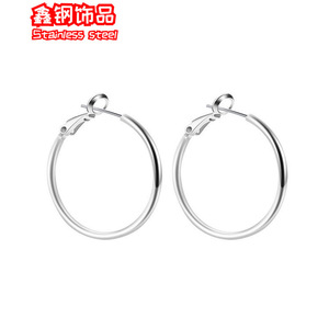 Full Titanium Steel Fairy Vine Tree Style Simple <b>Hoop</b> for Women, Non-Fading, Face Slimming, Large Metal Circle <b>Earrings</b> - Product Image 5