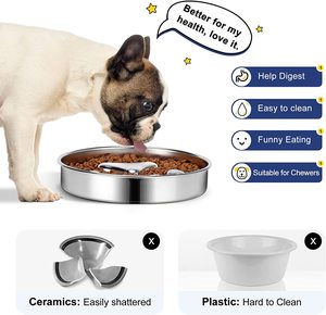 Comedero Lento para Perros, de Acero Inoxidable 304, para Comida y Agua, Tazones Metálicos para Mascotas - Product Image 5