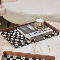 Plateau de service de luxe moderne pour la décoration intérieure Gomme noire et blanche pour la décoration de la table du salon Plats et assiettes