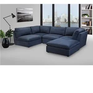 Ensemble de canapés de salon modulaires modernes personnalisés Combinaison de meubles gratuite Fourniture directe de tissu avec canapé pouf