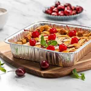 Bandeja Cuadrada de Aluminio de 8x8 Pulgadas (20.5 cm) con Tapa, Contenedor Desechable para Alimentos para Llevar con Cubierta de Plástico - Product Image 3