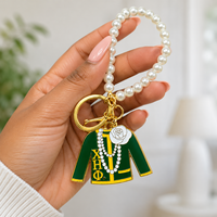 Vente en gros directe usine Yiwu : Accessoire breloque chaîne de perles avec lettres grecques Chi Eta Phi Sorority et pendentif Caduceus Soror 1932 DIY