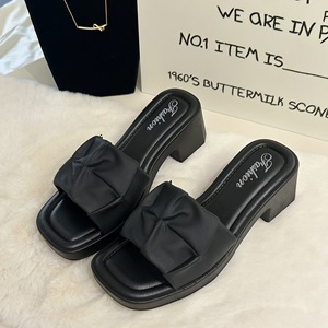Zapatos de mujer a la venta 2024 nueva moda punta cuadrada <span class=keywords><strong>antiarrugas</strong></span> <span class=keywords><strong>zapatillas</strong></span> de mujer verano tacón alto Casual mujer boca de pescado zapatos - Product Image 4