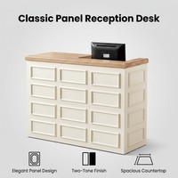 Bureau d'accueil moderne en bois de luxe, écologique, durable, table de service haut de gamme pour hôtel, entreprise