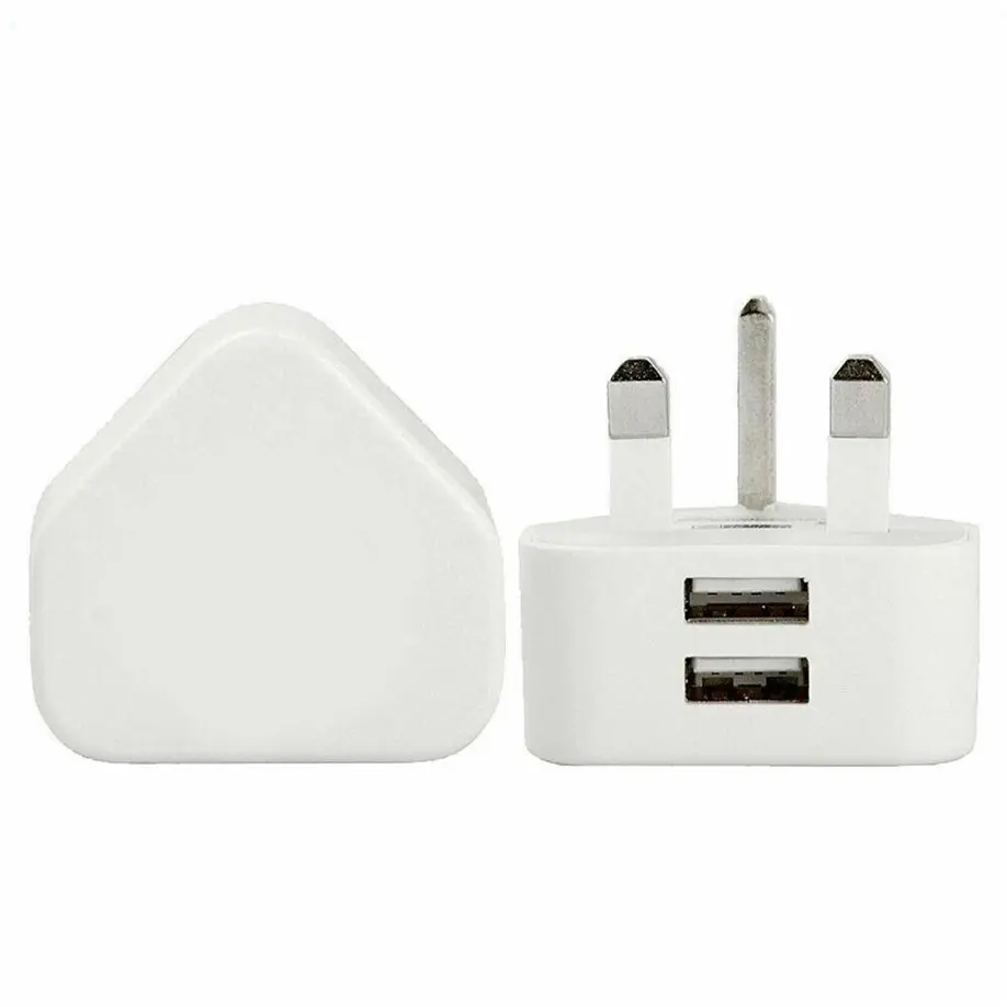 3 pin Dual USB UK Mains Wall Plug 2.1A 2 Port USB UK Plug AC Wall Charger Travel Adapter For iphone IPAD Samsung