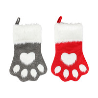 Chaussettes de Noël en fausse fourrure pour animaux de compagnie, décorations suspendues pour sapin de Noël, sacs cadeaux pour bonbons pour chiens et chats