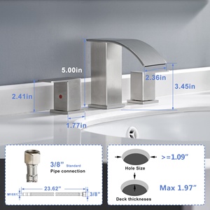 Grifos de lavabo AOWE de <span class=keywords><strong>3</strong></span> orificios con acabado cepillado, doble manija, montaje en cubierta, 8 pulgadas de separación, acero inoxidable 304, cerámica, modernos, 5 años de garantía, para dormitorio - Product Image 3