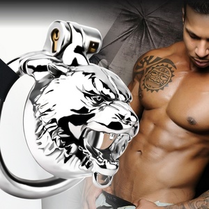 Jaula de Castidad Masculina FRRK con Cabeza de Animal de Metal y Campana, para Hombres Mayores de 18 Años, con Cierre Uretral Abierto, Cinturón de Castidad de Nailon - Product Image 3